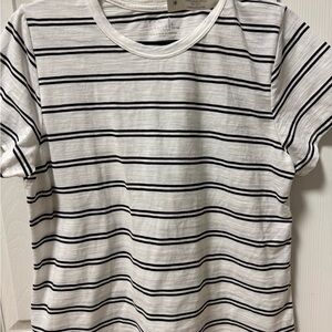 Time and Tru Black and White Striped Tee